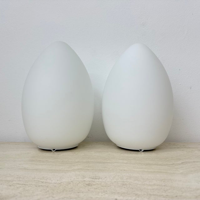 Vintage Egg-Shaped Opaline Glass Table Lamps, 1970s, Set of 2 For Sale - Image 18 of 18