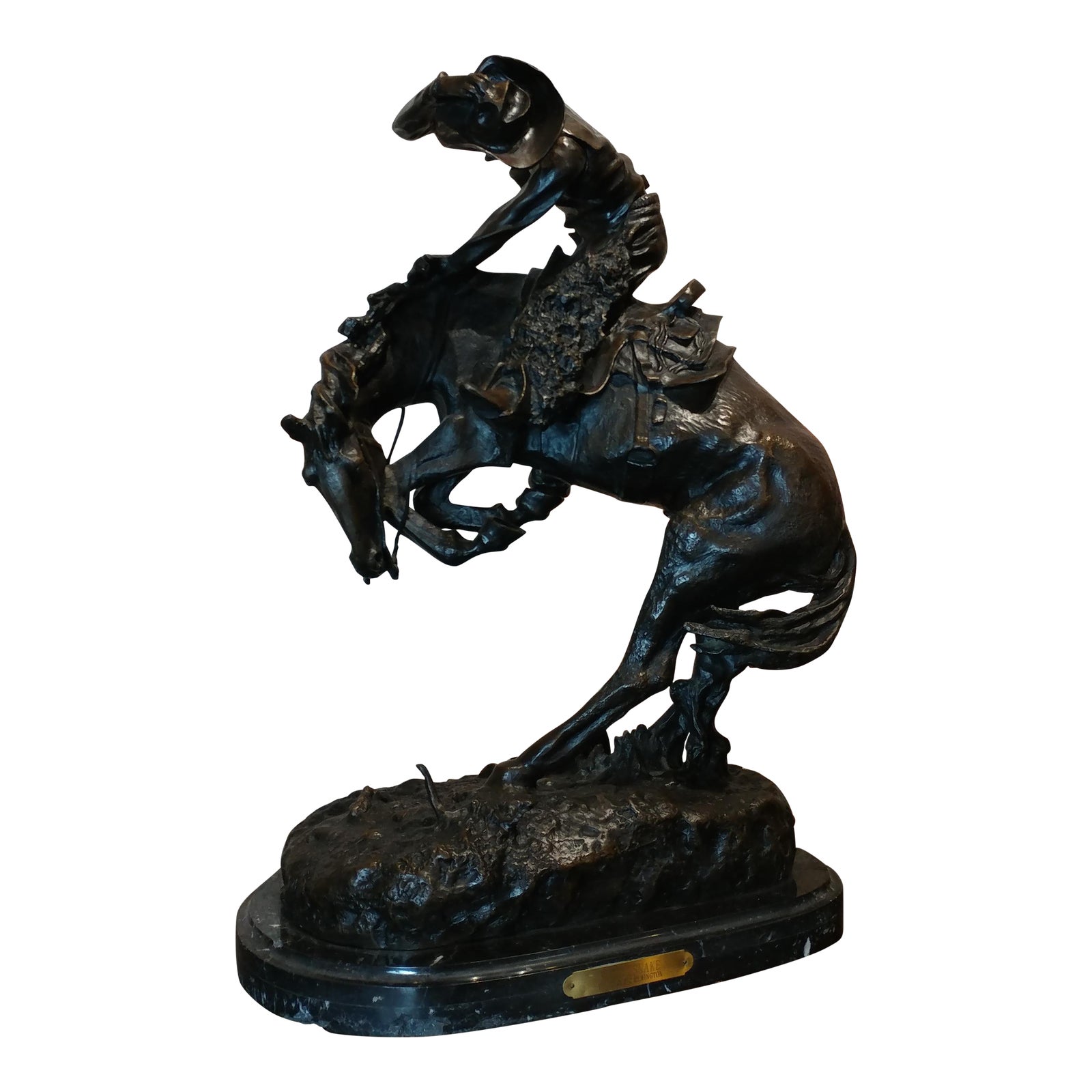 Fredric Remington "Rattlesnake" Signed Western Bronze Sculpture Chairish