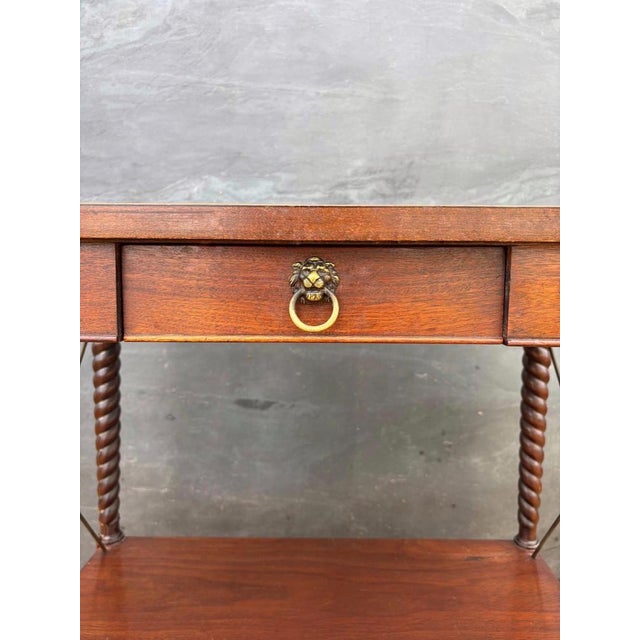 Brown English Jacobean Revival Barley Twist Side Table with Drawer, 1930 For Sale - Image 8 of 11