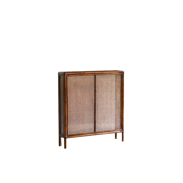 Bamboo and Vienna Straw Radiator Cover with Leather Binding For Sale