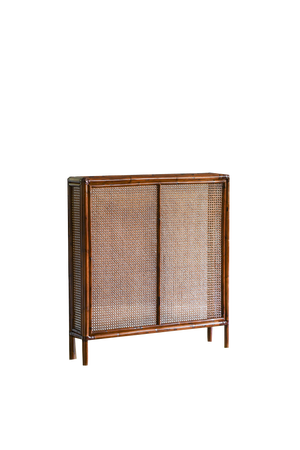 Bamboo and Vienna Straw Radiator Cover with Leather Binding