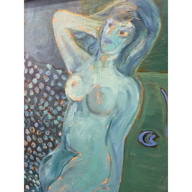 Stunning 1970’s oil on linen, textured patterns maximalist interiors. Colored in jewel tones.