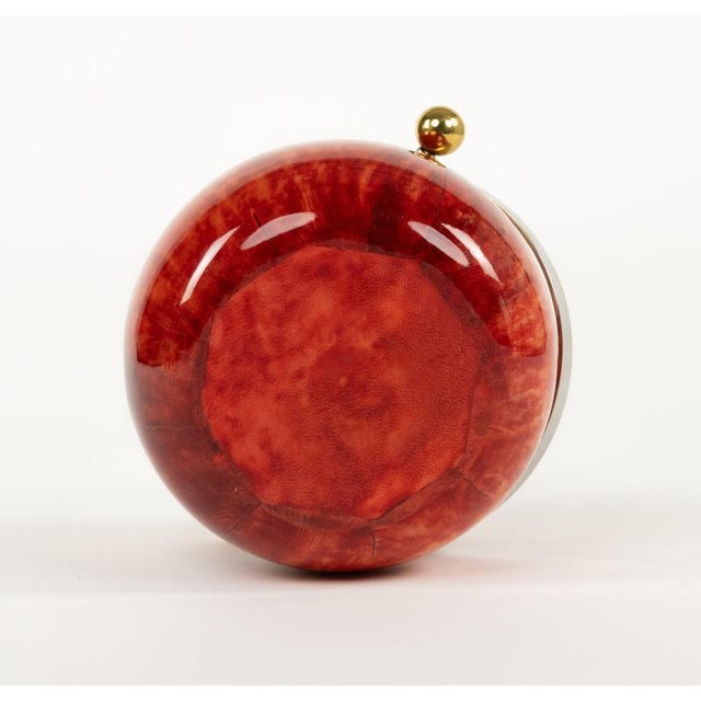Mid-Century Modern Ice Bucket in Red Goatskin and Brass by Aldo Tura, Italy, 1960s For Sale - Image 16 of 18