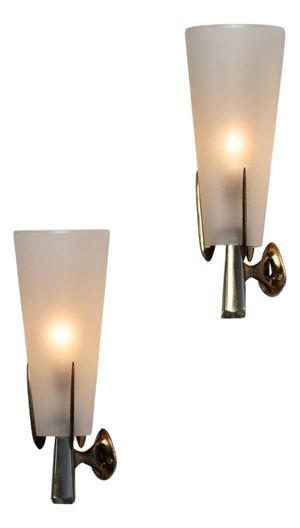 Conical Sconces by Max Ingrand for Fontana Arte, Italy, 1955, Set of 2