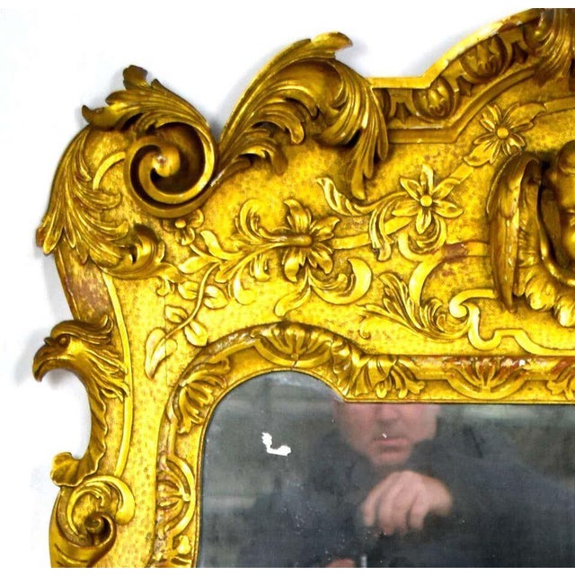 French Carved and Gilded Wood Wall Mirror with Cherub & Acanthus Design For Sale - Image 4 of 6