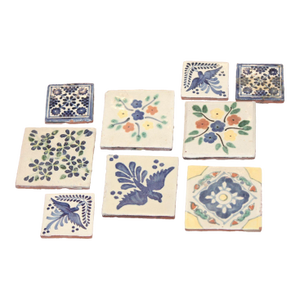 Set of 9 Vintage Hand-Painted Talavera Tiles