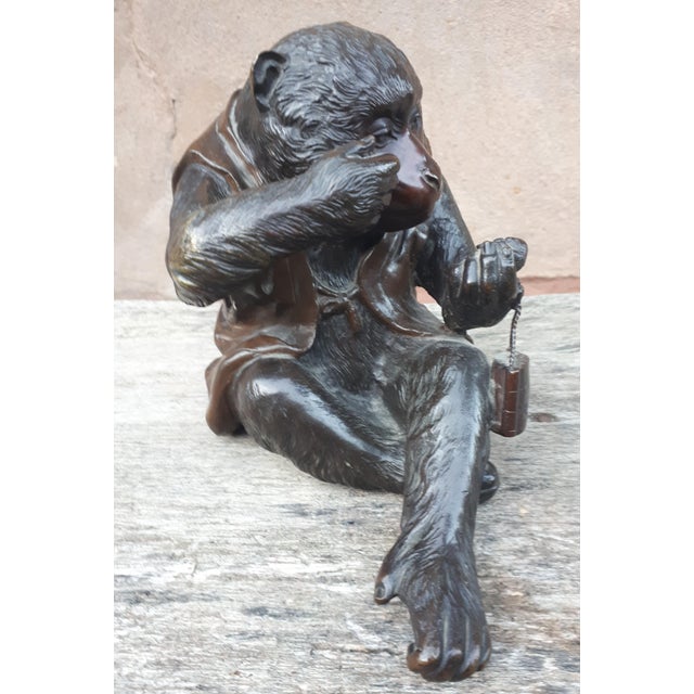 Masatsune, Japanese Meiji Okimono Sculpture of a Monkey, 1890s, Bronze For Sale - Image 12 of 17