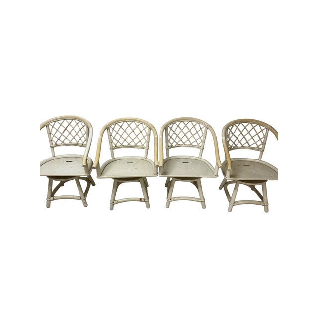 Cream Mid 20th Century Ficks Reed Cream Rattan and Faux Bamboo Dining Set For Sale - Image 8 of 15