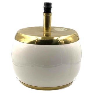 Italian Monumental White Ceramic and Brass Lamp, 1970s For Sale