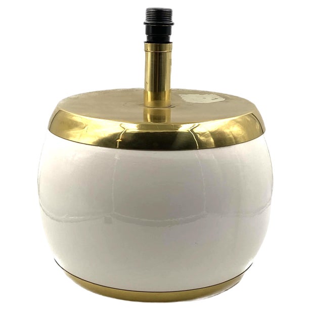 Italian Monumental White Ceramic and Brass Lamp, 1970s For Sale