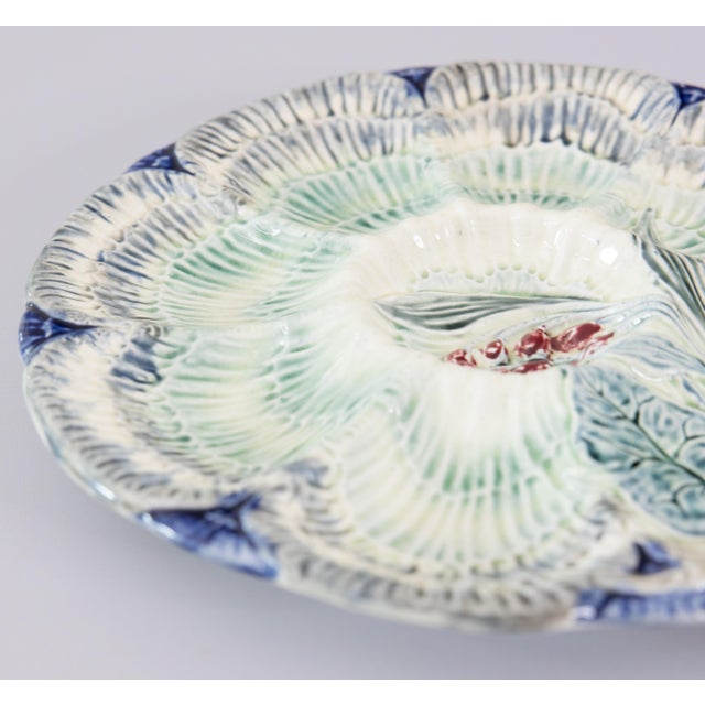 Late 19th Century Antique Belgian Wasmuel Majolica Oyster Plate, Circa 1880 For Sale - Image 5 of 7