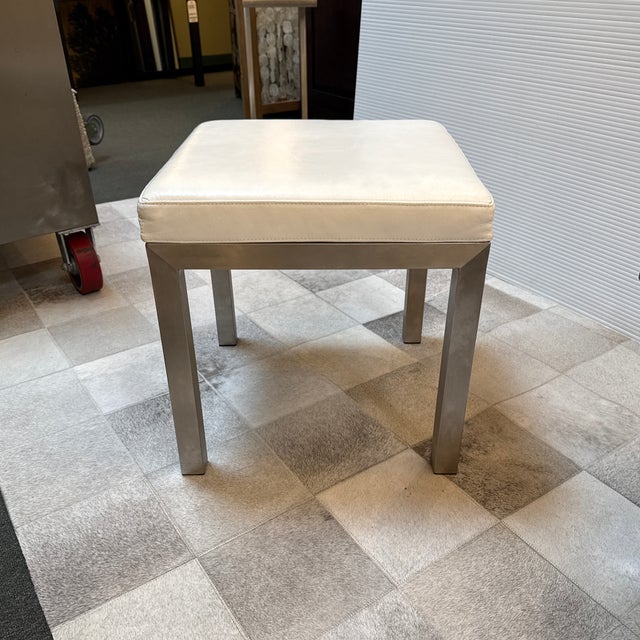 Design Plus Gallery presents the Parsons Stool by American Leather for Room & Board. The stool has a cushioned white...