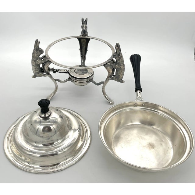 Joseph Heinrichs Silverplated & Ebony 3-D Rabbit Chafing Dish, Circa 1904 For Sale In West Palm - Image 6 of 11
