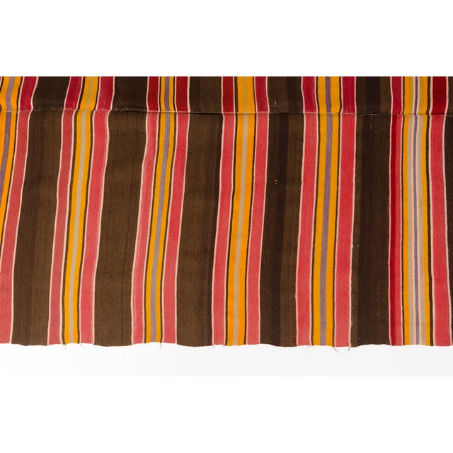 Textile Mid 20th Century Handwoven Striped Boho Area Rug For Sale - Image 7 of 10
