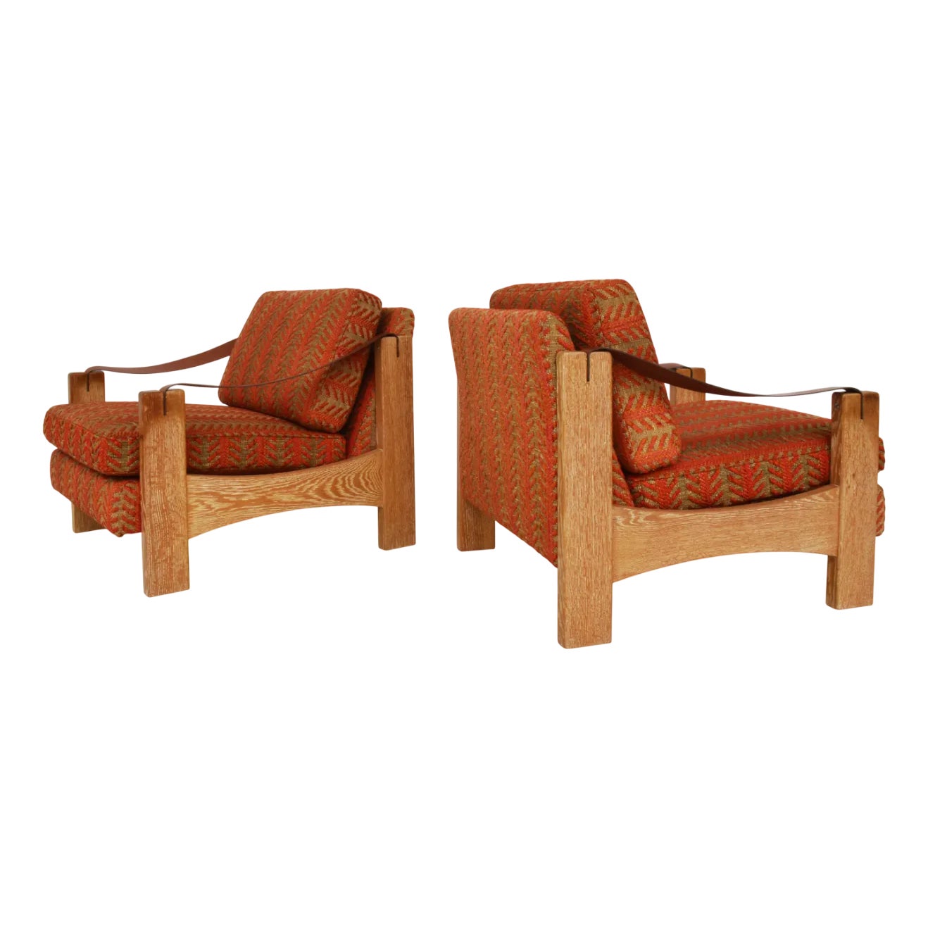 Set of Vintage French Chairs in Open-Pore Beech and Leather by Pierre ...