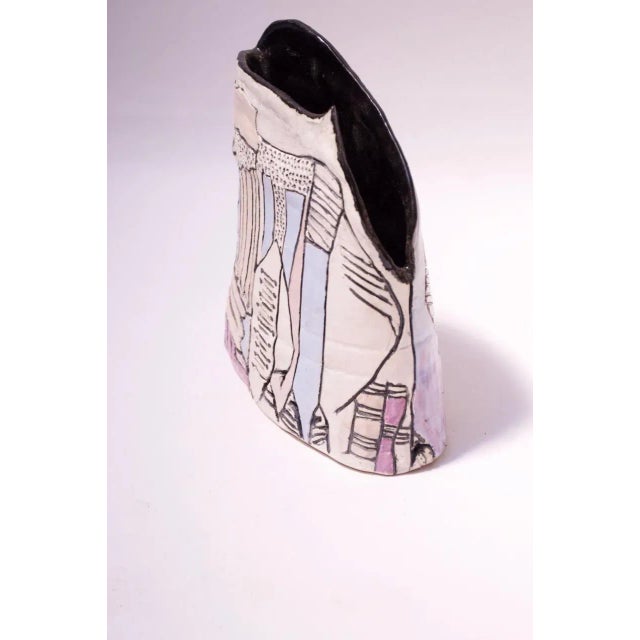 Postmodern Studio Ceramic Vase Signed For Sale - Image 4 of 13