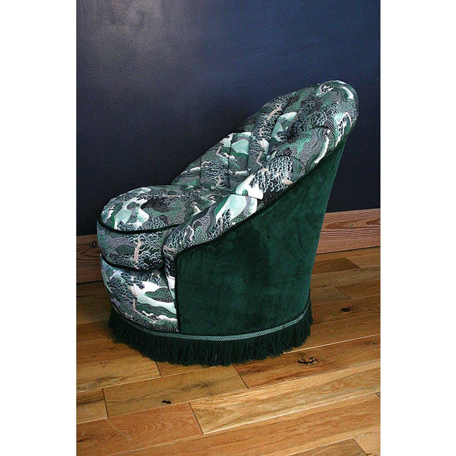 Vintage Fluted Back Chair in Japanese-Inspired Upholstery, 1960s For Sale - Image 11 of 12