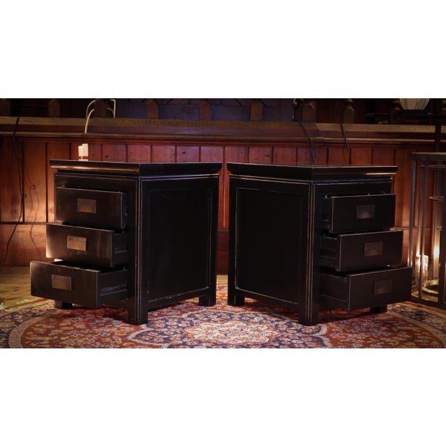 Canton Bedside Tables with 3 Drawers in Black Ash from Lombok, 2010s, Set of 2 For Sale - Image 10 of 13