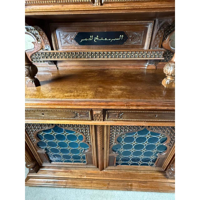 19th Century Stained Glass and Walnut Cabinet For Sale - Image 10 of 12