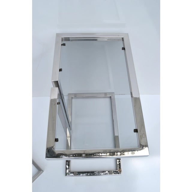 Metal Guy Lefèvre 3 French Mid-Century Modern Silver Finish & Smoked Glass Top Drink Table For Sale - Image 7 of 13