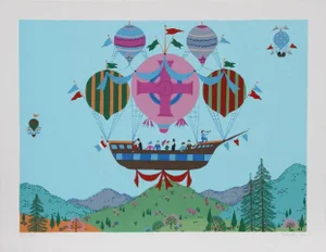 Jack Hofflander, "Balloon Cruise," Serigraph