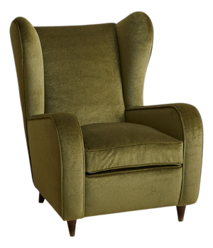 Italian Forest Green Velvet Lounge Chair with Down Cushion, 1950s