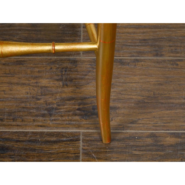 Pair of Midcentury Italian Gilt Wood High Back Side Chairs with Upholstery For Sale - Image 10 of 12