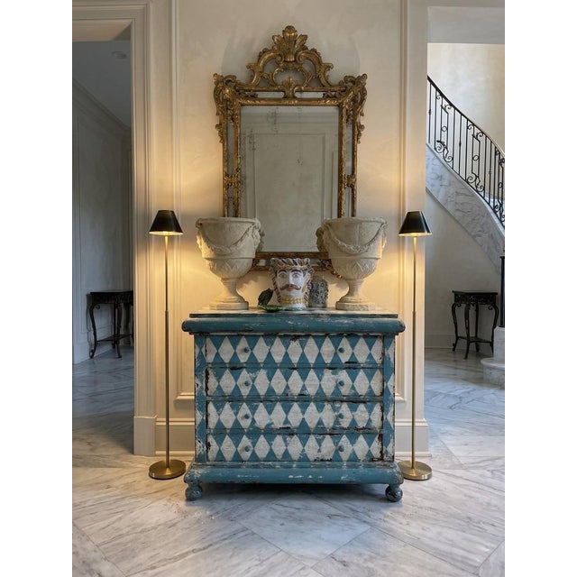 1990s Vintage Italian Hand-Painted Harlequin Commode – Distressed Gustavian Style For Sale - Image 5 of 10