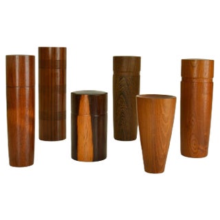 Hand-Turned Hardwood Boxes, Set of 6 For Sale