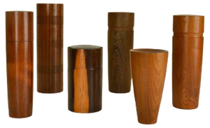 Hand-Turned Hardwood Boxes, Set of 6