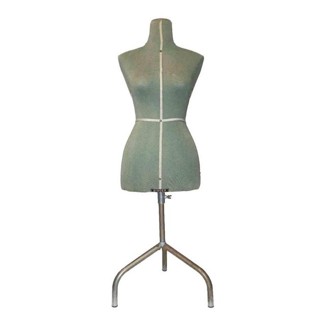 Vintage Tailor's Mannequin with Metal Tripod in Green by Singer, Italy, 1960s For Sale - Image 6 of 6