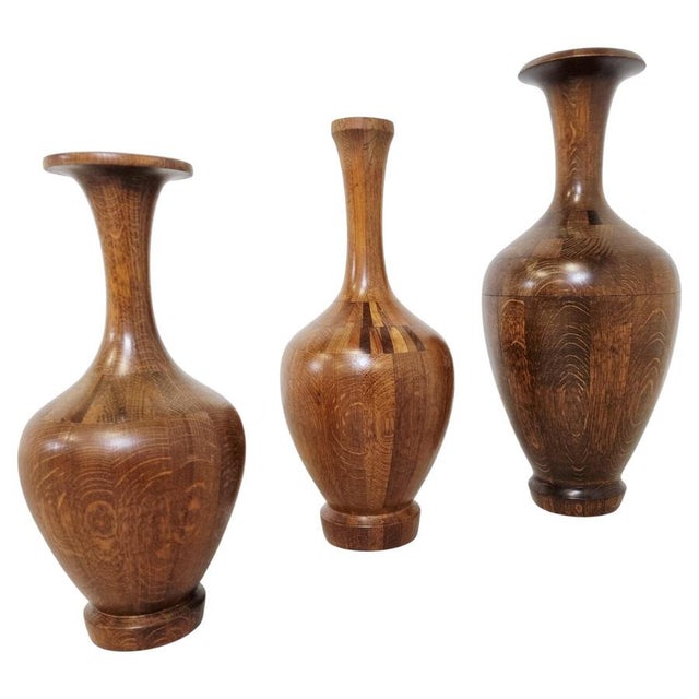 Vintage Wooden Vases by Maurice Bonami, 1970s, Set of 3 For Sale - Image 10 of 10