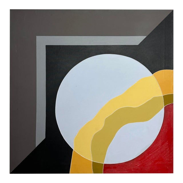 Vintage Mid-Century Modern Mixed Media Hard Edge Painting For Sale