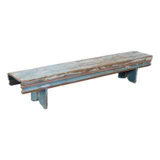 Late 19th-Century Swedish Original Blue Painted Bench For Sale