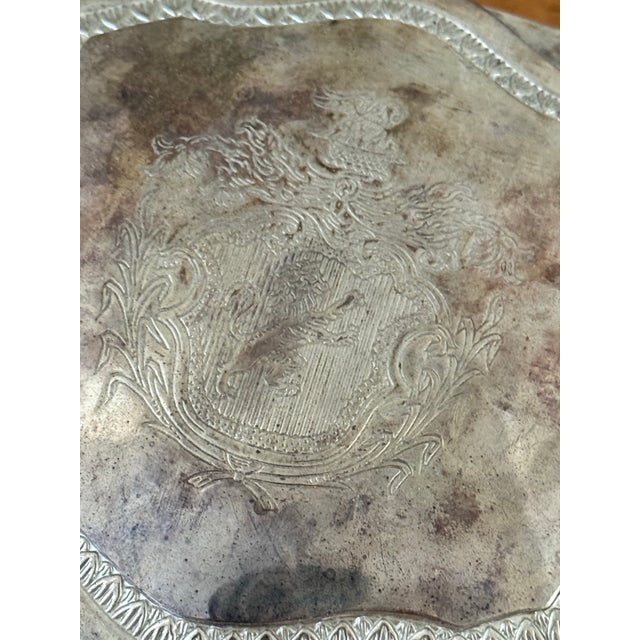 Vintage Silverplate Crest Trinket Box With Lion Paw Feet For Sale - Image 9 of 11