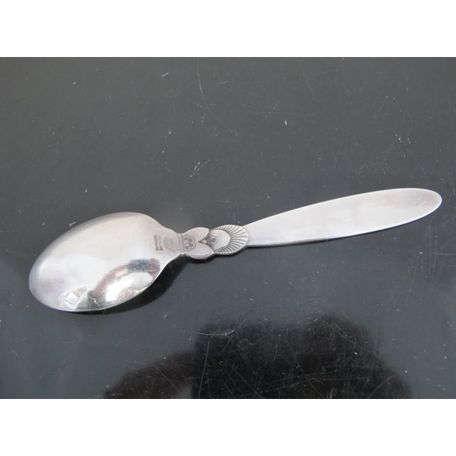 Mid-Century Modern Georg Jensen Denmark Sterling Silver Cactus 5 7/8" Large Childs Spoon Teaspoon For Sale - Image 3 of 4