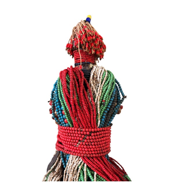 Vintage African Beaded Namji Fertility Doll Cameroon W/Stand 11.5" H For Sale - Image 4 of 8