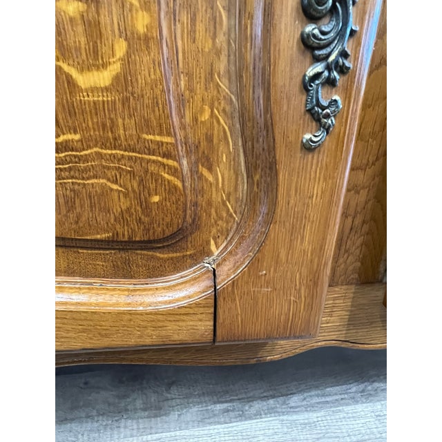 1960s Mid Century Belgian Oak Display Cabinet For Sale - Image 9 of 11