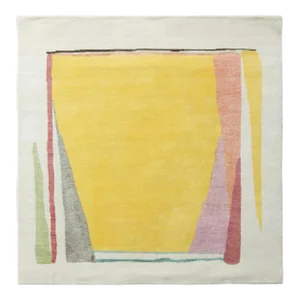 Hand-Knotted Mid-Century Modern Rug in Yellow and White Pattern by Rug & Kilim , 5x5