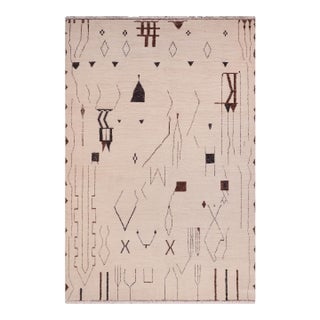 Boho Chic Beige/Brown High Low Wool Rug - 7'9'' X 10'5'' For Sale