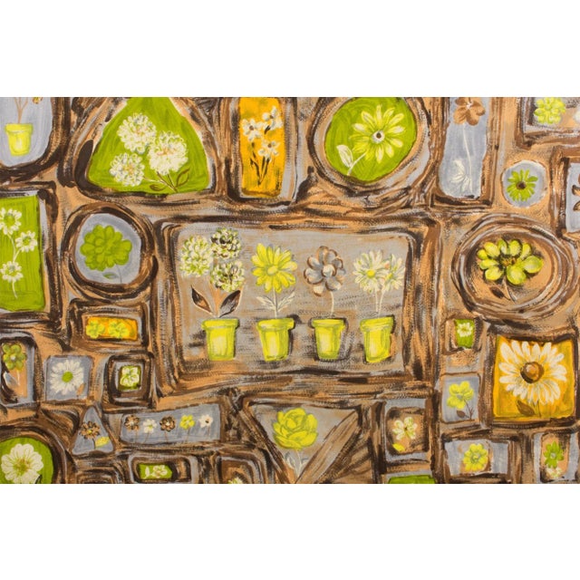 1950s Jeanne Lanvin and Castillo Silk Scarf Multicolor Flower Pots For Sale - Image 5 of 6