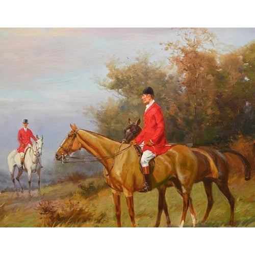 Levine, English Fox Hunt, Oil Painting, Framed For Sale - Image 4 of 11