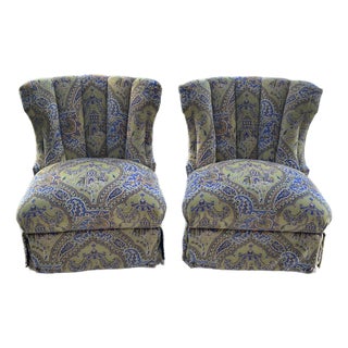 Vintage Chairs Reupholstered in Brunswick Velvet For Sale