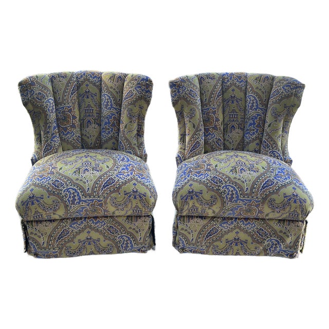 Vintage Chairs Reupholstered in Brunswick Velvet For Sale