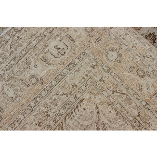 Antique Persian Tabriz Rug With Layered Medallion in Light Copper, Brown & Cream For Sale - Image 16 of 16