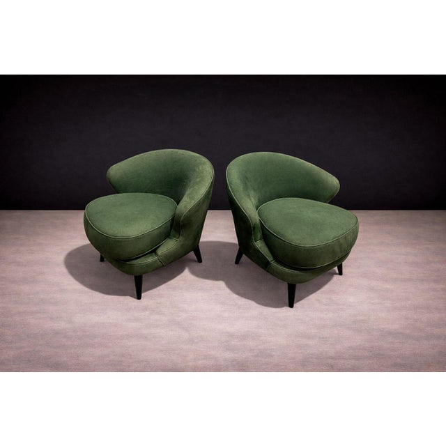 Joaquim Tenreiro Pair of “Concha” Armchairs in Green Suede, Joaquim Tenreiro, 1960s - Lot 256A For Sale - Image 4 of 11