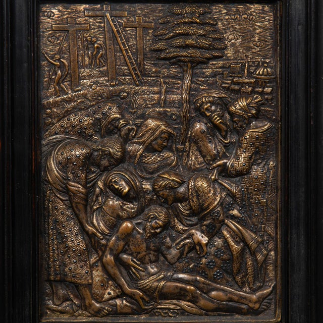 THE LAMENTATION OVER THE DEAD CHRIST Probably Milan, late 16th century Bronze with partial gilding, silvering, extensive...