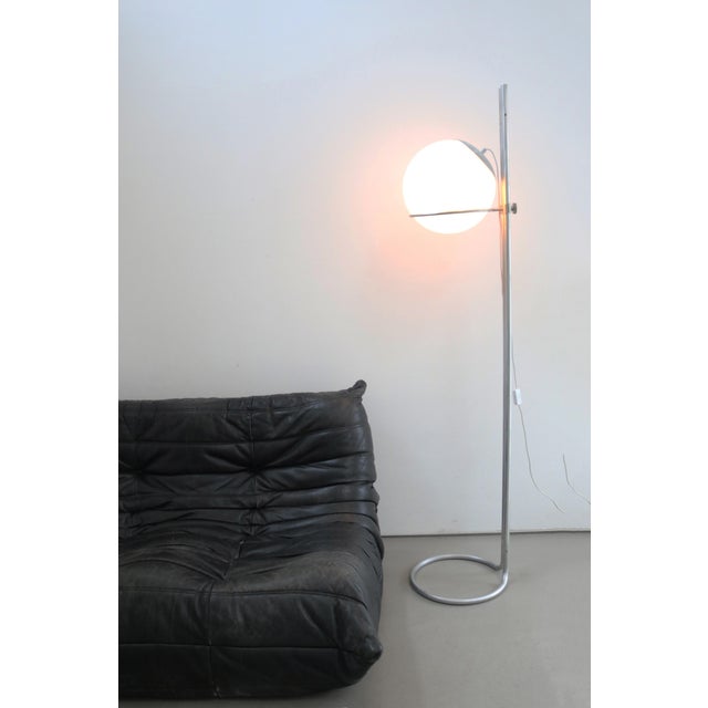 Minimalist Space Age Floor Lamp Aluminum / Opal Glass Height 169.5 cm, Width 34 cm, Depth 36 cm Infinitely height...
