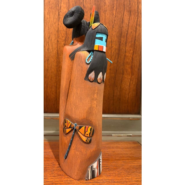 1980s 1980s Very Rare 13" Double Kachina Long-Haired Hopi Maiden by Randall Sahmie Hand Carved! For Sale - Image 5 of 16