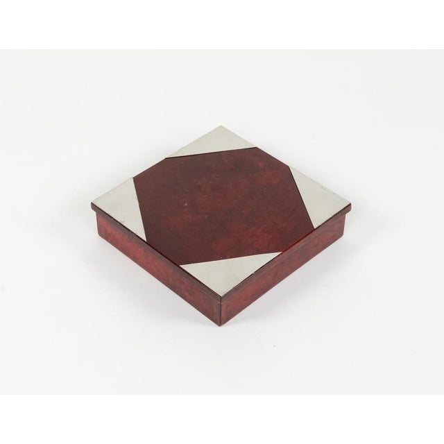 Mid-Century Modern Mid-Century Modern Box in Red Goatskin and Chrome by Aldo Tura, 1960s For Sale - Image 3 of 18